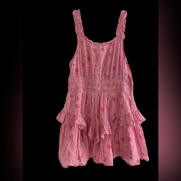 LoveShackFancy Norelli Printed Ruffled Dres XL pink floral drop waist so cute - Picture 9 of 9